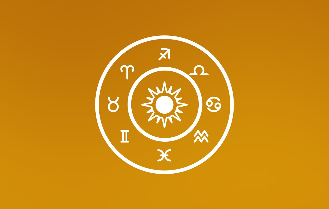 Zodiac wheel with the twelve horoscope signs